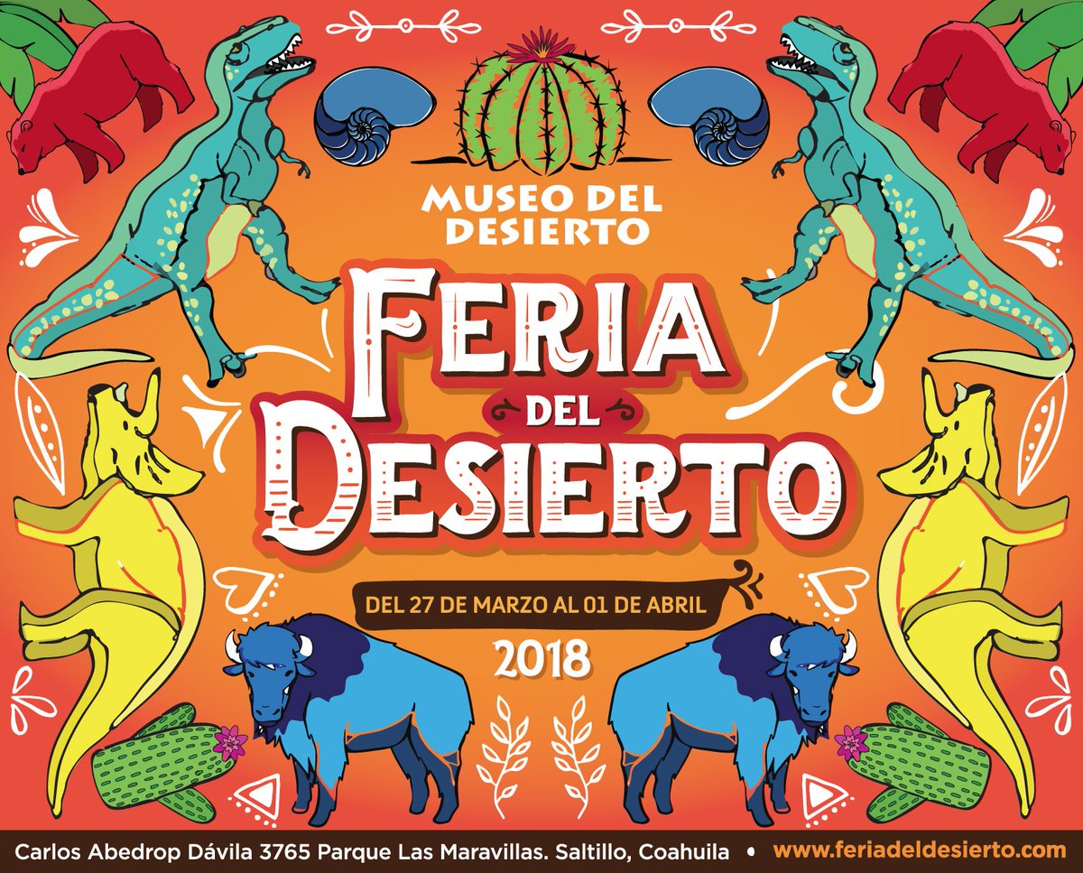 museodeldesiert's tweet photo. ¡Ya viene la Feria del Desierto! Te esperamos del 27 de marzo al 1 de abril 🙌 🦖🐍🌵🐏#Saltillo #Coahuila #Mexico #SemanaSanta2018 #ViajemosTodosPorMéxico https://t.co/gIn0VMTDFA