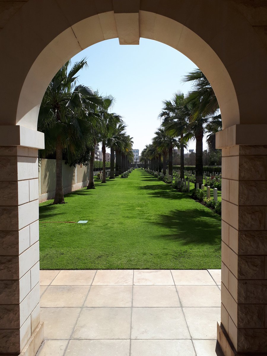 Bennett22David's tweet photo. @CWGC @baghdady_rashed Port Said War Memorial Cemetery. Looking amazing in the midday sun looki g through the entrance archway https://t.co/fLTL7UNvCr
