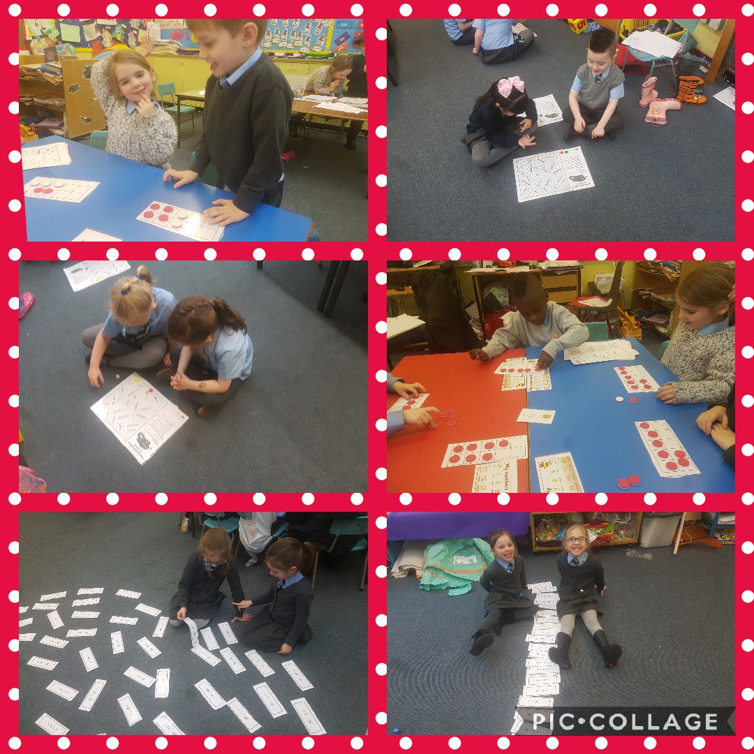 OLRprimary's tweet image. Primary 1 were working on their missing numbers using tens frames, number board games, making amounts using cubes and number families. #busystations #maths #compositeclass #p2/1 #concretematerials