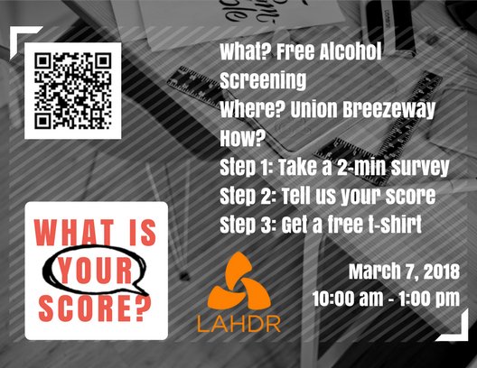 lahdrcenter's tweet photo. What is your score? Come join us tomorrow between 10 am and 1 pm in the Union Breezeway at the University of Texas at El Paso UTEP. https://t.co/4Jgc3RQPvG