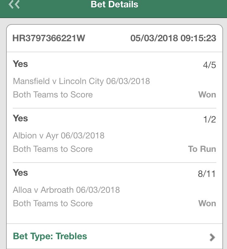AccaDooBets's tweet image. Double AccaBOOM! 11/1 EFL acca comes in and 2/1 BTTS double (reduced due to a cancelled game in Scotland). 

£150 back from £20 🔥

#freedailytips #freetips