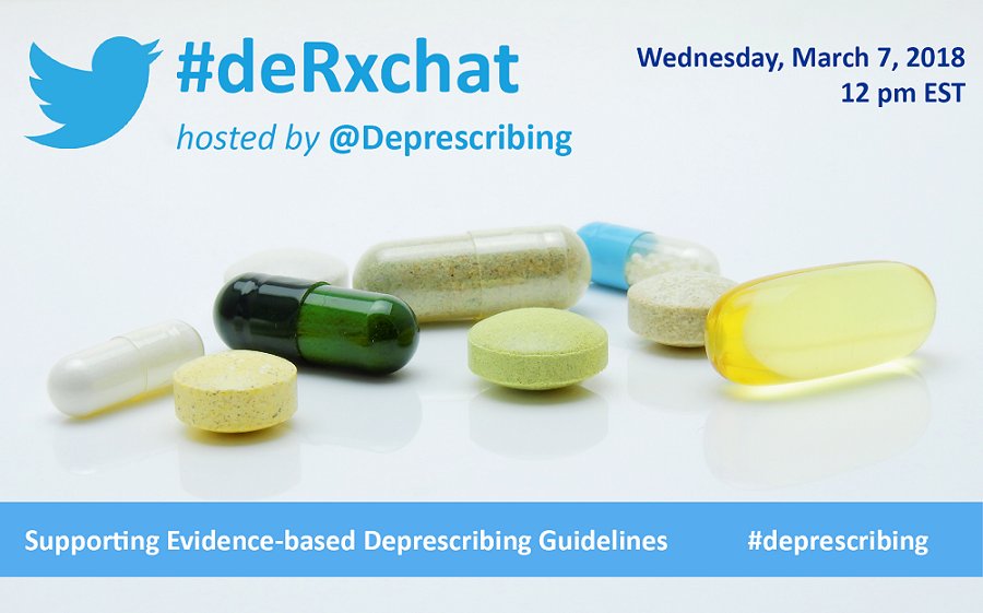 Join us tomorrow from 12-1PM EST while we chat about supporting evidence-based #deprescribing guidelines #deRxchat