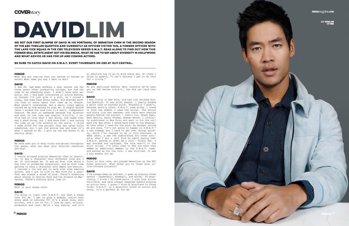 davidbradleylim's tweet image. Loved talking @swatcbs with #PeriodMagazine! Full interview below... 🗞