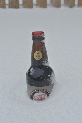 FerryBrewery's tweet photo. #BeastFromTheEast could not deter these two #FerryStout #GoodStuff! https://t.co/ObZHihAKul