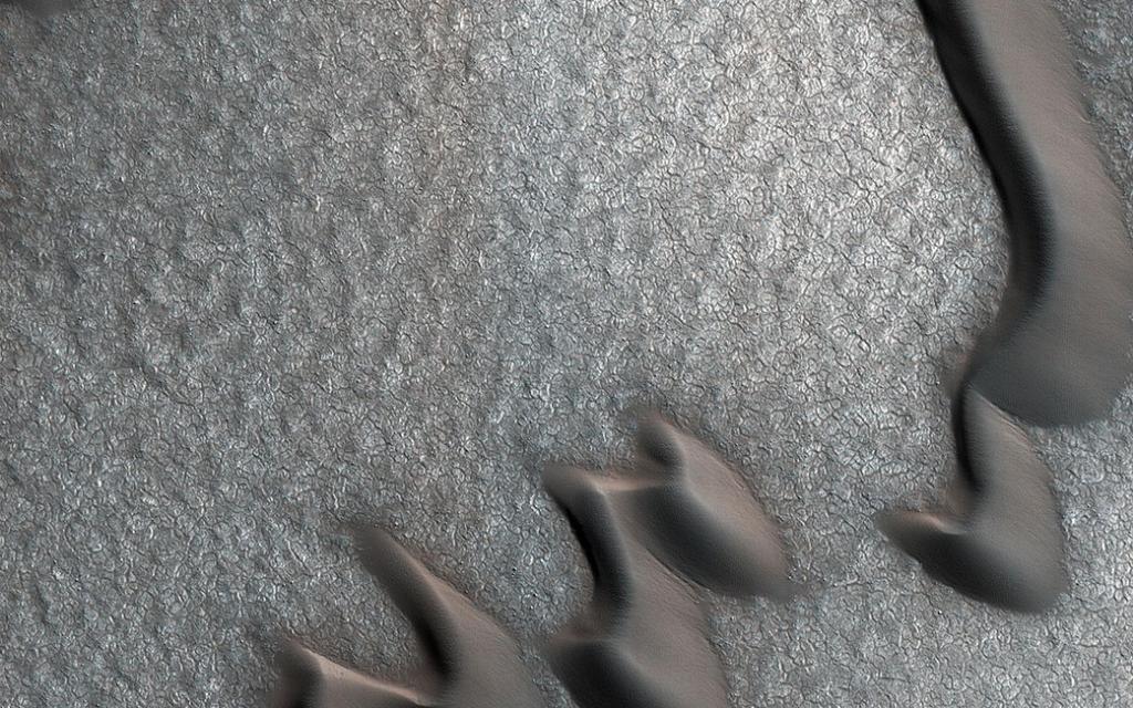 NASA's tweet image. The case of the Martian boulder piles 🕵: What organized these boulders into neatly-spaced lumps? A similar process back in the Arctic on Earth could help solve this mystery on Mars. Investigate 🔎 the details: nasa.gov/image-feature/…