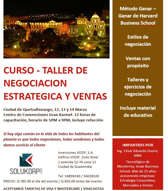 solukorp's tweet photo. ¡ATENCIÓN XELA Y SUROCCIDENTE!
 Del 12 al 14 de Marzo en horario por la tarde tenemos dos cursos talleres para ventas:
- Administrador de Cuentas Claves (Ventas) 
- Negociación Estratégica y Ventas  
 Lugar: En Centro de Convenciones Gran Karmel, #Xela
12 horas de capacitación https://t.co/2wOtyd1iO2