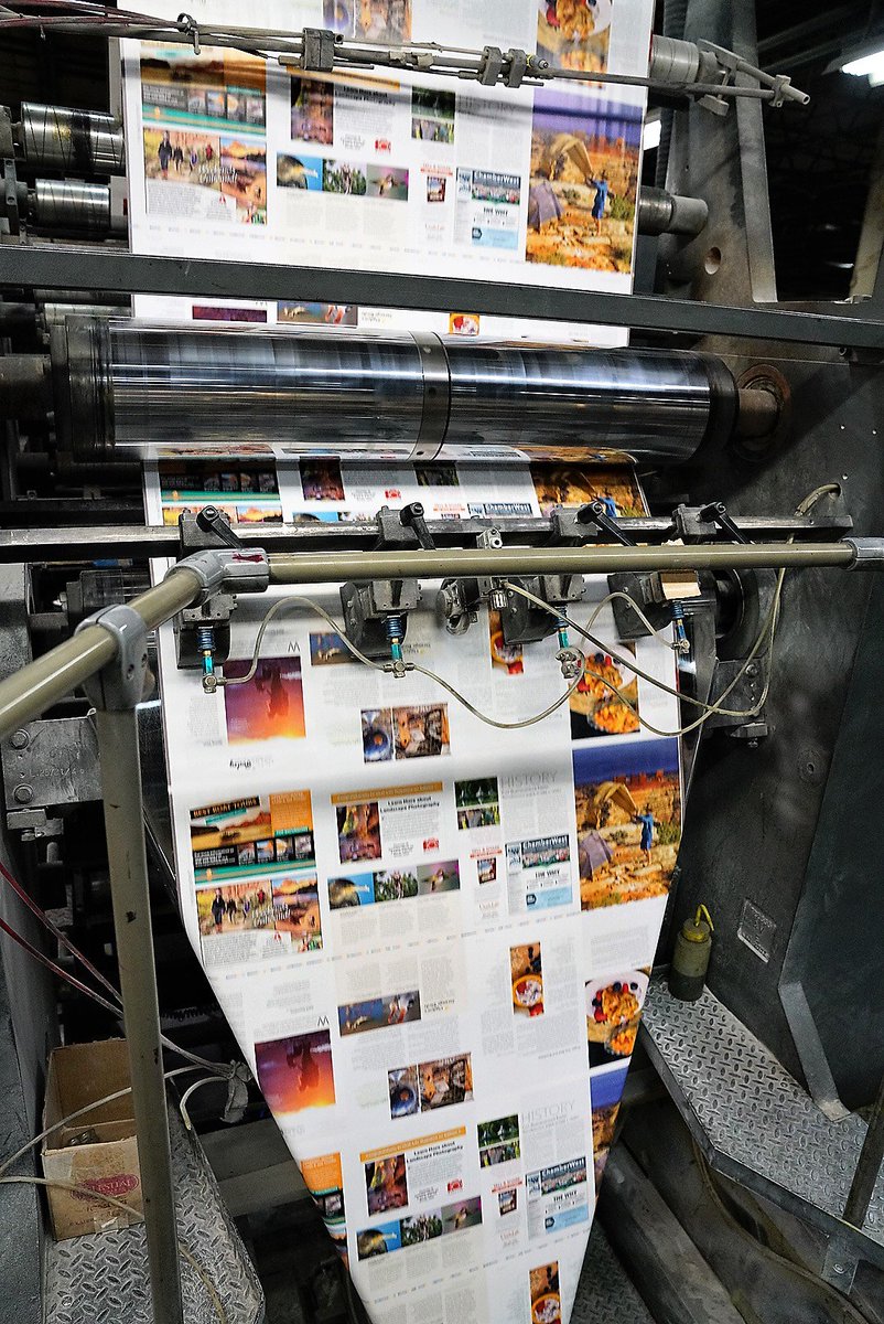 neb_amundson's tweet photo. Utah Life printing begins with 3,000-lb paper rolls that feed through printing units, heat dryer, chillers &amp; folders. Signatures are bundled for bindery, trimming and mailing to subscribers across Utah and U.S. Become a charter subscriber to get the mag. https://t.co/ebBKQjsCV9 https://t.co/2x851nIDM0