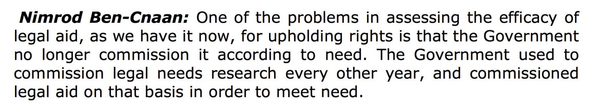 Evidence from <a href="/LawCentres/">Law Centres Network</a> to <a href="/HumanRightsCtte/">UK Parliament Human Rights Committee</a> on enforcement of #HumanRights highlights lack of Govt-commissioned #research on legal needs - leads lack of evidence for #legalaid decisions by <a href="/LegalAidAgency/">Legal Aid Agency</a> data.parliament.uk/writtenevidenc…