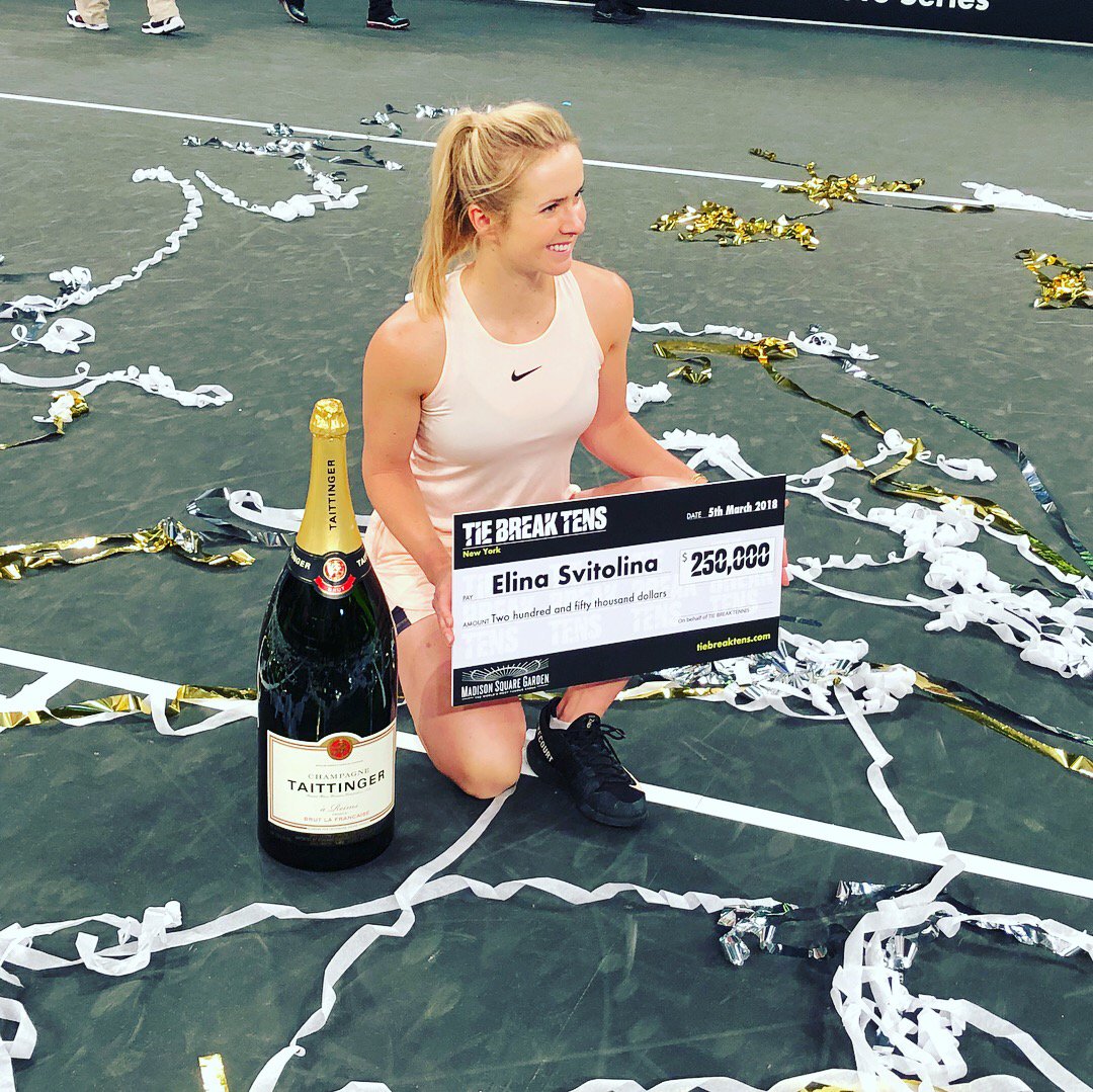 tiebreaktens's tweet photo. It was a special night for @tiebreaktens, holding our 1st ever 🇺🇸 tournament at the iconic @TheGarden. The atmosphere was electric &amp; @ElinaSvitolina didn’t disappoint, dropping only 6 pts on her way to being crowned champion &amp; walking away with US$250,000. Congrats again! 🏆 https://t.co/3cRzQXirID