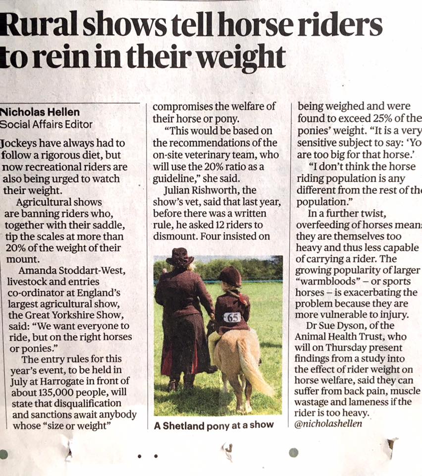 Results of Dr Sue Dyson’s pilot study on effects of rider weight on equine performance will be presented at the National Equine Forum on Thursday 8 March. Register for free live streaming here: bit.ly/NEF18LSReg
Be part of the discussion #NEF18 #HorseHour