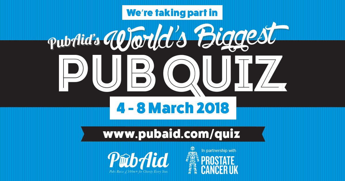 royalwilliamiv's tweet photo. Our quiz starts @8.30pm tonight! We’re raising money for @ProstateUK. Join us, make a donation, win some prizes and have a great night #pubquiz #ProstateCancerAwarenessMonth #checkyourbits https://t.co/1d1GPemgxv
