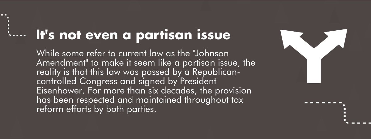 NatlCouncilNPs's tweet photo. A7: The leaders failed to include it in #TaxReform but are doubling down on including the #JohnsonAmendment in the spending bill. The everlasting fight between Rs and Ds must never put charitable #nonprofits in the crosshairs. #CU2Chat https://t.co/6Kre7JAcbx