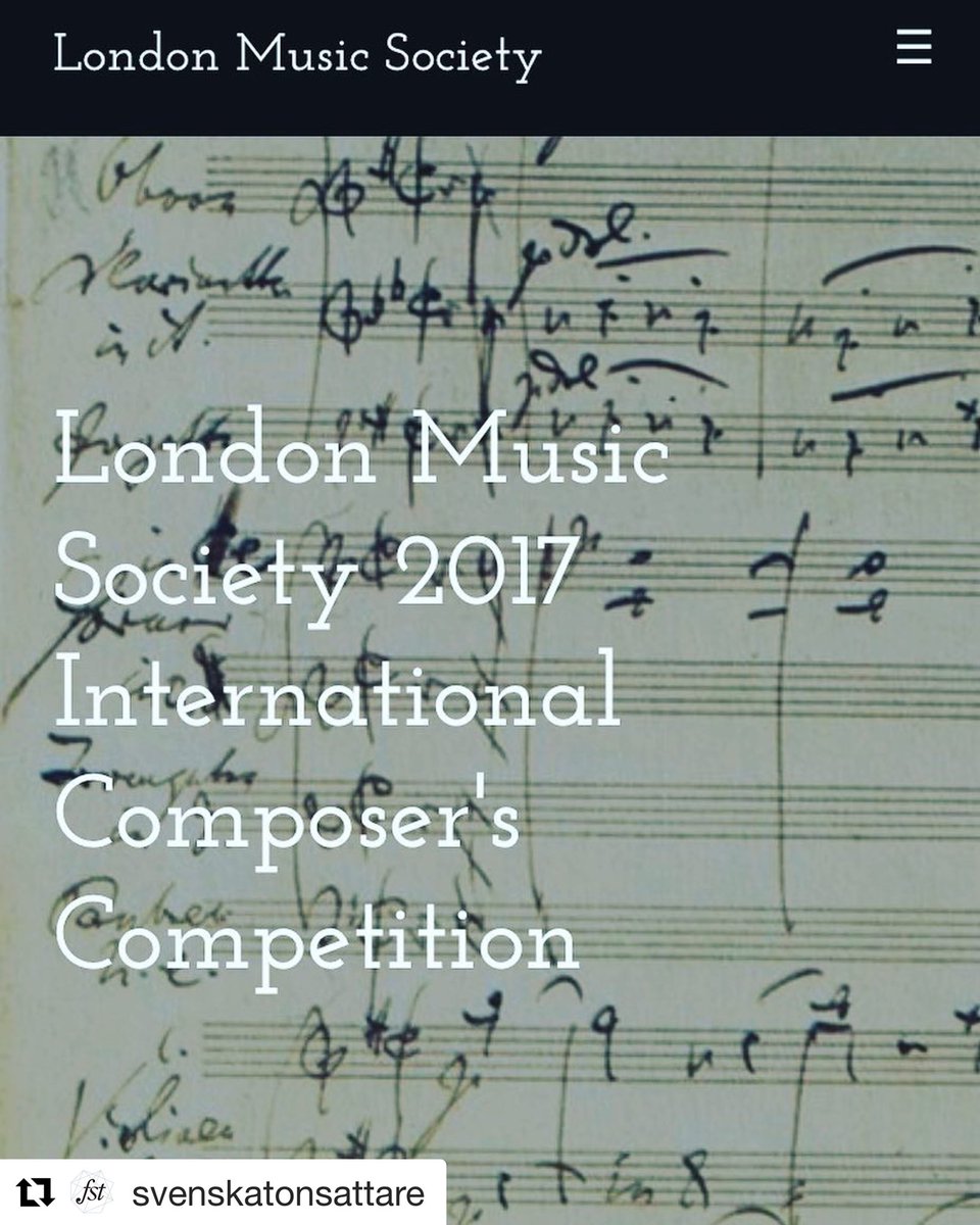 Tonsättaren Fredrik Gran tilldelas första pris i ”London Music Society 2017 International Composer's Competition”. ⭐️⭐️⭐️