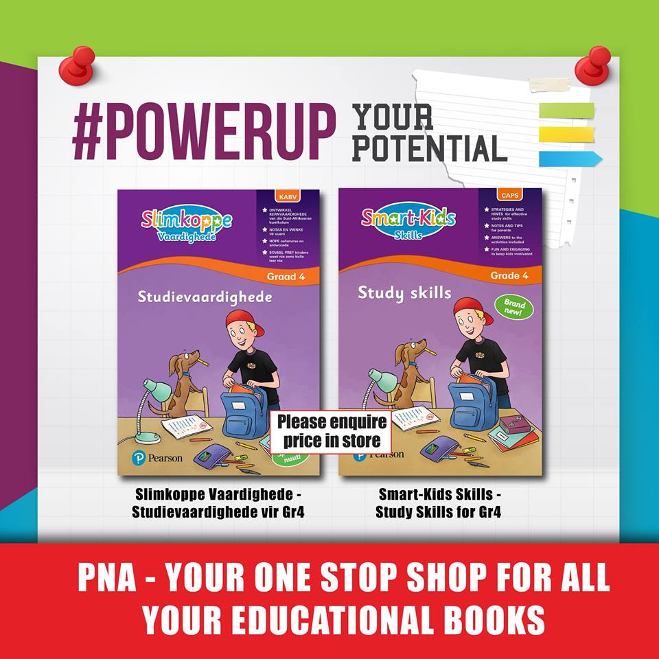 RynfieldSquare's tweet photo. Created specifically for SA children, these guides will help you and your child adequately cope with the transition from Foundation Phase to Intermediate Phase, and to practice essential study skills. Get these at @PNASouthAfrica at #RynfieldSquare. https://t.co/lIlB1EU4HH