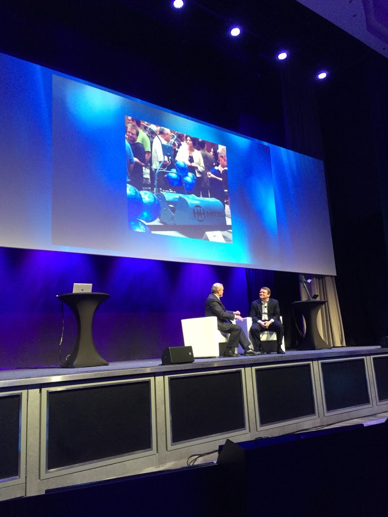 abigailvanwest's tweet photo. Sir Terry Matthews- where it all began... lawnmowers #MitelNextMunich @Mitel https://t.co/g1b9x6L1Wb