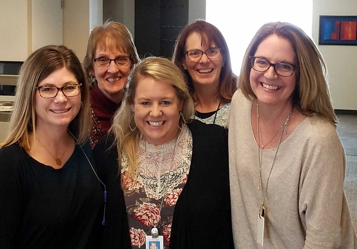 It is very rare for the five of us to be together at the office ! Blue Valley's K-12 Coordinators.  ❤❤❤