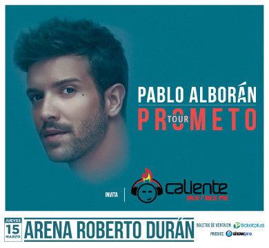 CalienteRadioPa's tweet photo. Llega a Panamá @pabloalboran con su #TourPrometo este jueves 15 de marzo en la #ArenaRobertoDuran. Te Invita #Caliente969 #PasalaBien #Concierto #Artista #España https://t.co/VHyG8AkcN9