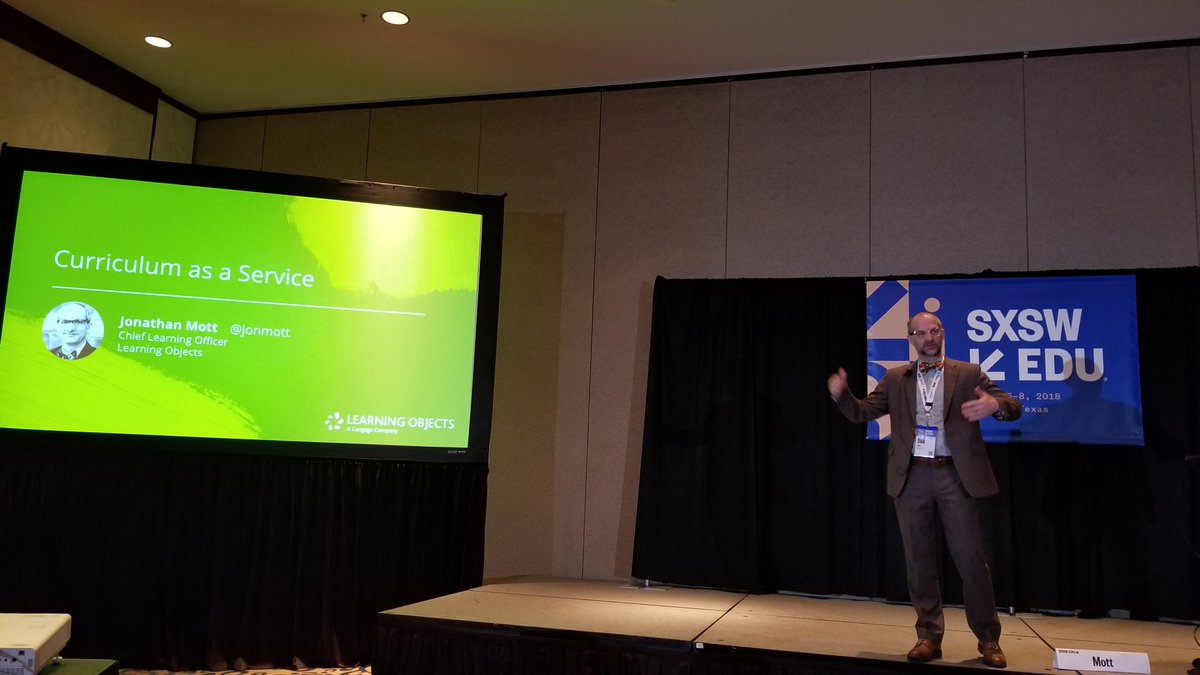 NSkadra's tweet photo. @jonmott shares thoughts on #curriculum as a service #sxswedu @learningobjects @CengageLearning https://t.co/Q14H3I18Lq