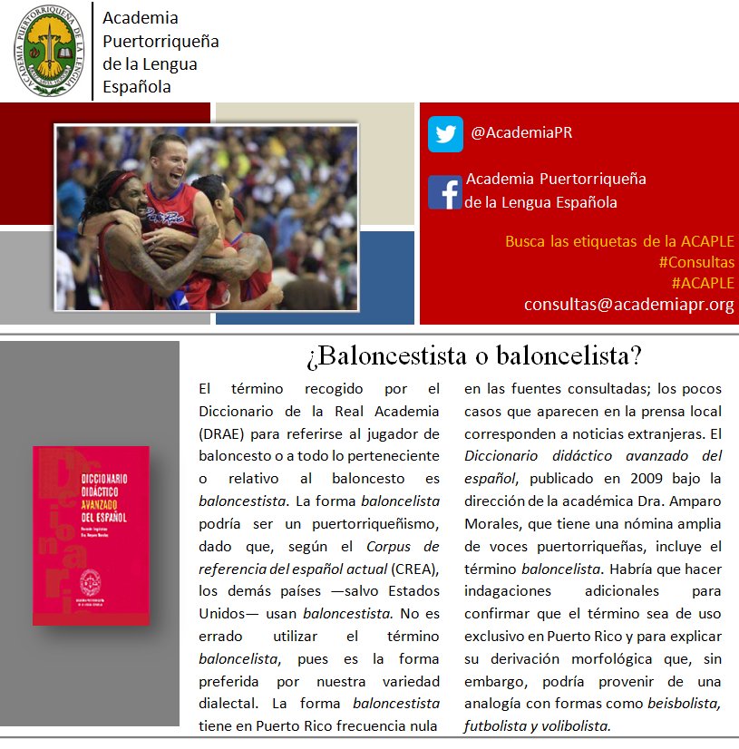AcademiaPR's tweet photo. ¿Baloncelista o baloncestista? | #Dudas #AcademiaPR https://t.co/bH5ElgWRvH