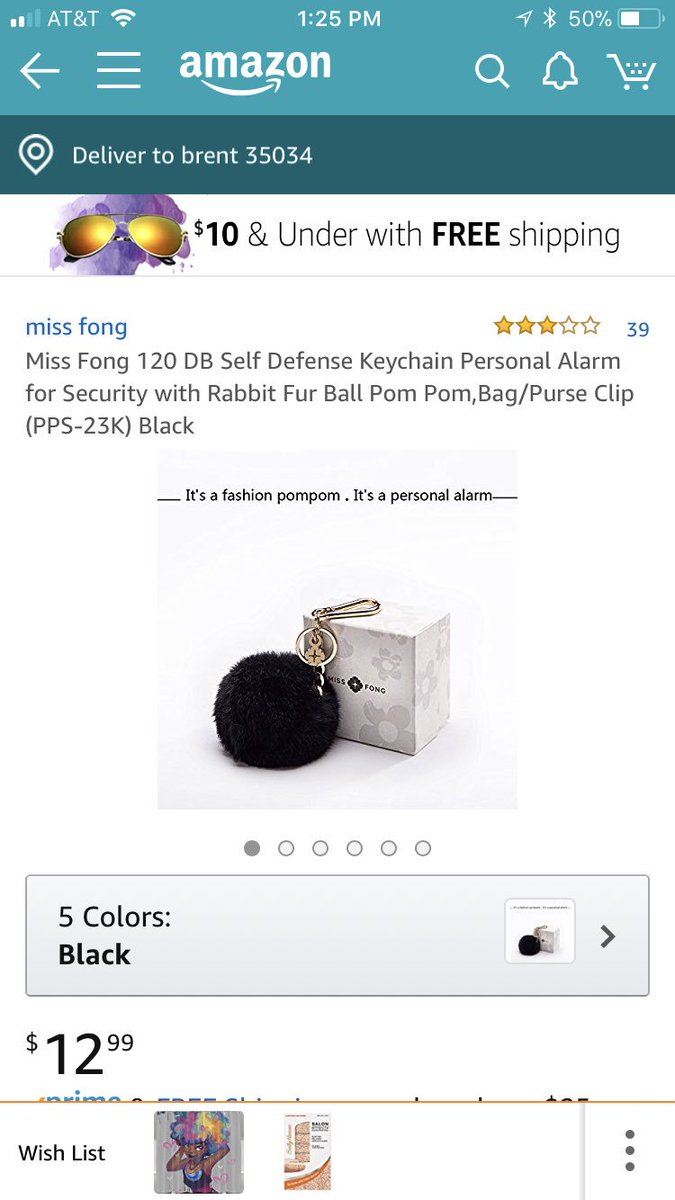 Love those fur pom pom keychains and purse clips? Boom. Personal self defense alarm, $12.99 and in 5 colors.