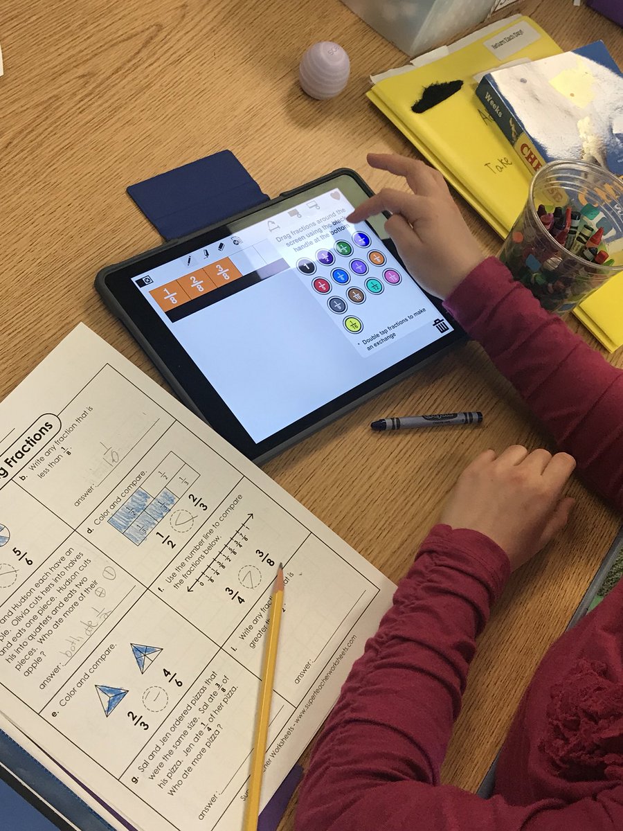 MrsSaladis's tweet photo. Comparing fractions with Schoolkit math is  so fun! #SLPPantherProud https://t.co/3bBs07i0wV