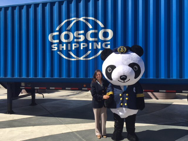COSCOSHPGLines's tweet photo. #CaptainPanda ventured outside to check out his container &amp; OES chassis. Come visit at 3PM! #TPM2018 https://t.co/wQTUYJIyxW