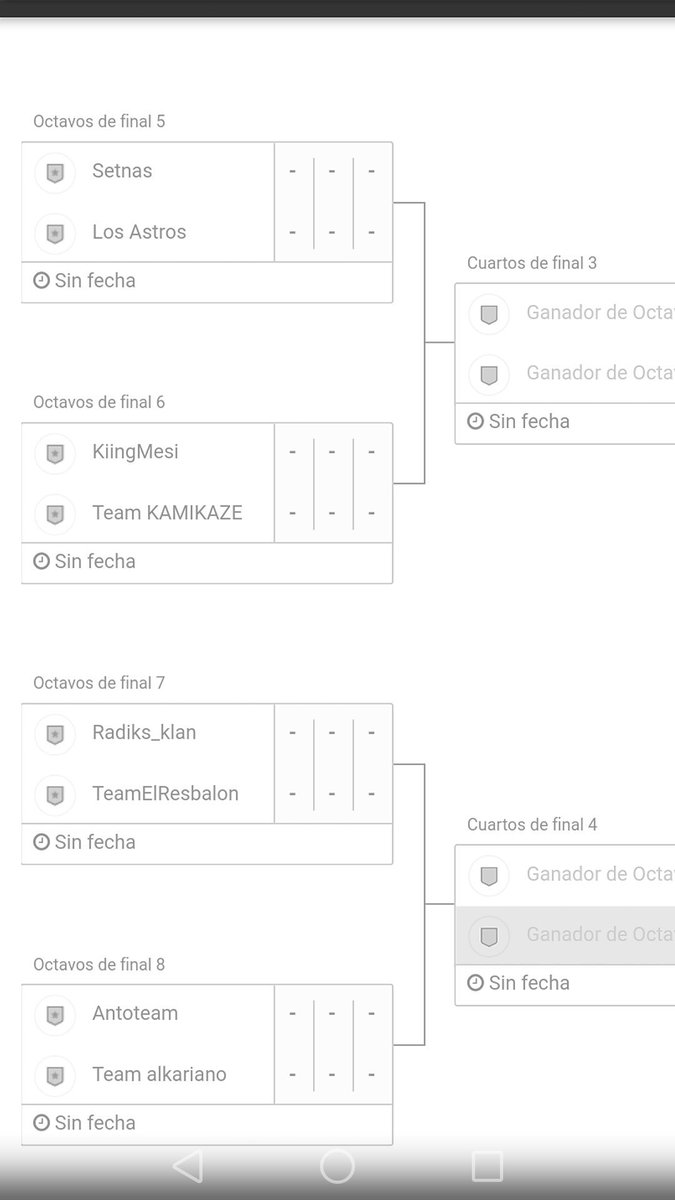 FortniteEspClip's tweet photo. Aqui estan los enfrentamientos de la primera eliminatoria. Estar atentos para los horarios. Los dias seran los sabados. https://t.co/LAA5ff3sEG