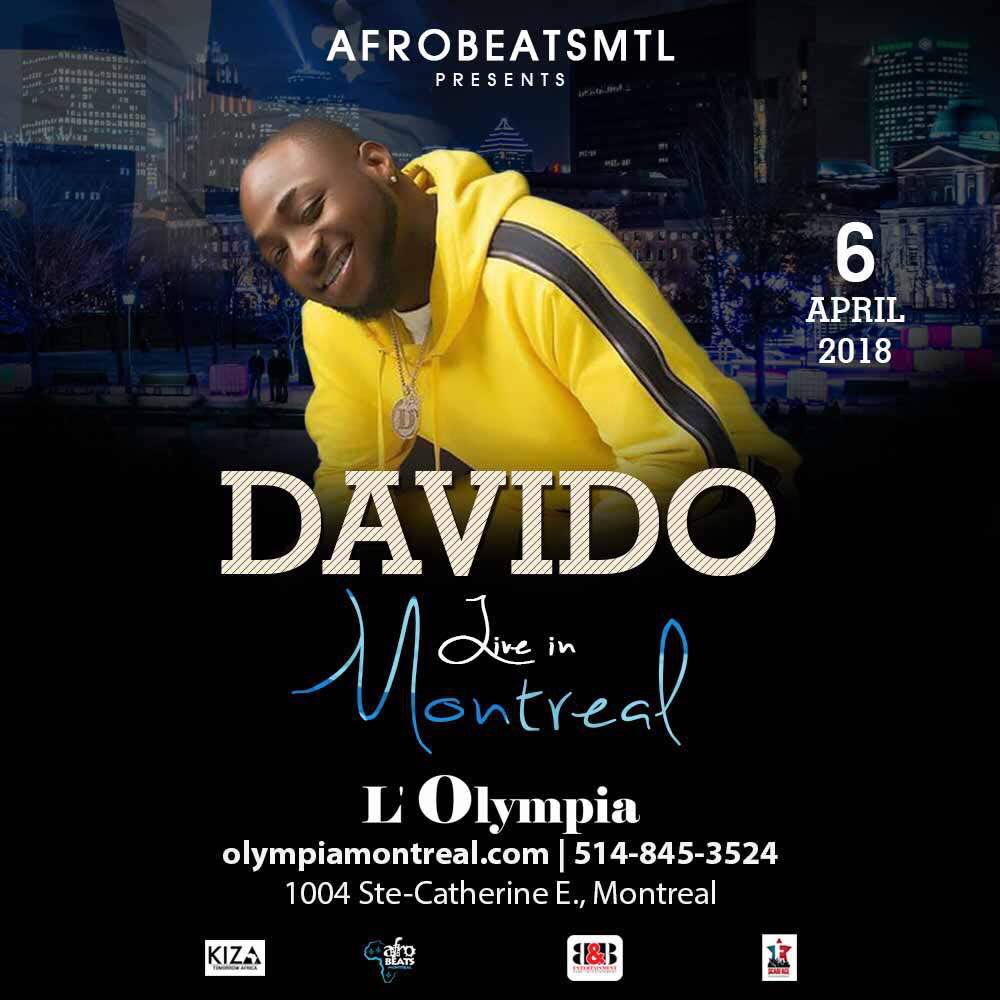 davido's tweet photo. MONTREAL APRIL 6TH!! 🔥🔥🔥 L’Olympia !! 🇨🇦! https://t.co/a2fNT6MmZx
