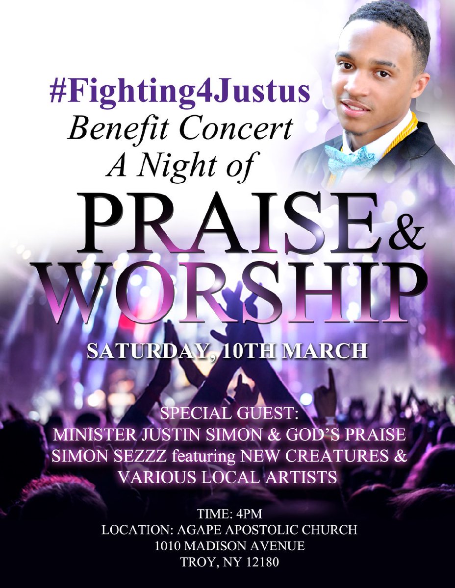 HVCCVIKINGS's tweet photo. This Saturday, March 10th, the Agape Apostolic Church in Troy, NY is holding a #FightingForJustus Benefit Concert at 4 p.m! All are welcome! #GoVikings https://t.co/5v2hIn0zg8