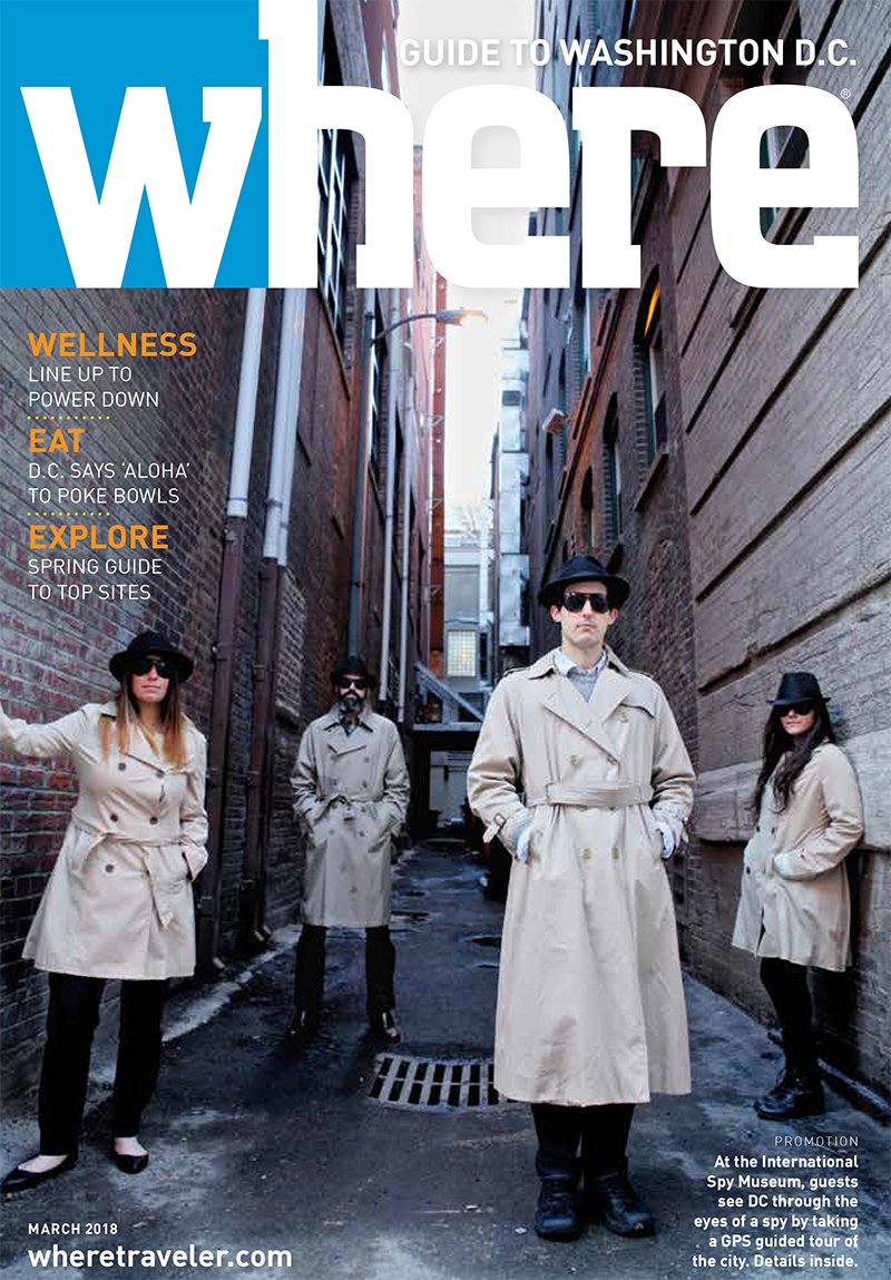 IntlSpyMuseum's tweet photo. Look who's on the cover of @WhereDC! Spies, spies everywhere...See #DC through the eyes of a spy @IntlSpyMuseum🕵🏻♂️https://t.co/MFqfFQFcpl #SpyintheCity #wheredc https://t.co/kgPBfeqvL0