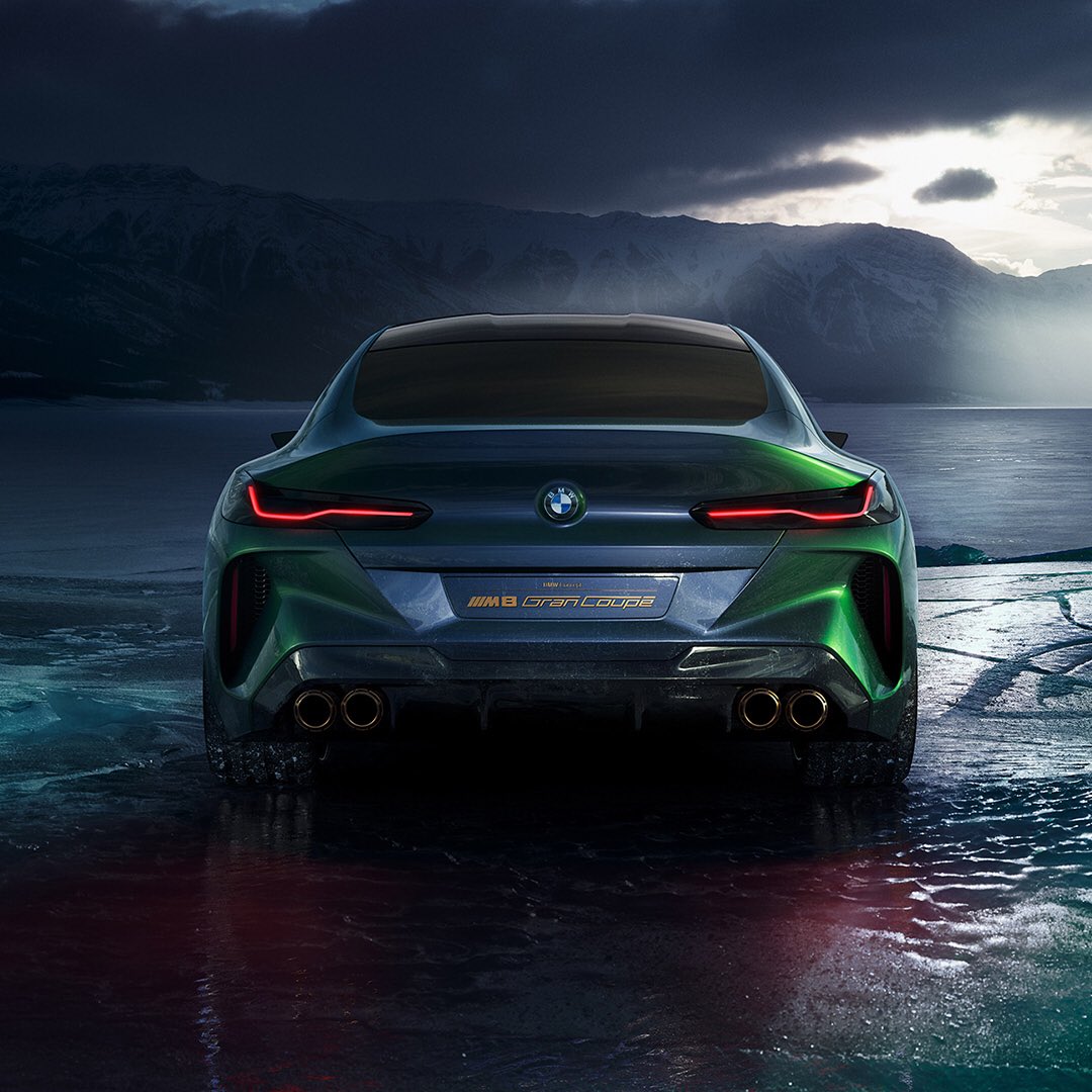 BMWUSA's tweet photo. Bold, sleek and stunning, the M8 Gran Coupe Concept is BMW’s boldest interpretation of luxury. Draped in a deep, iridescent green, it’s a high-performance dream car. https://t.co/0NPSusfpSg https://t.co/oi8vIjUWt9