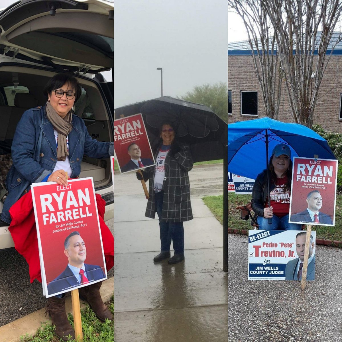 FarrellForJP1's tweet photo. #ElectionDay The rain isn't going to stop us today! Thank you for all the fabulous support today. My cup runnth over! #FarrellForJP1 #GoVote #Election2018🇺🇸 https://t.co/2iCA2Sh5uW