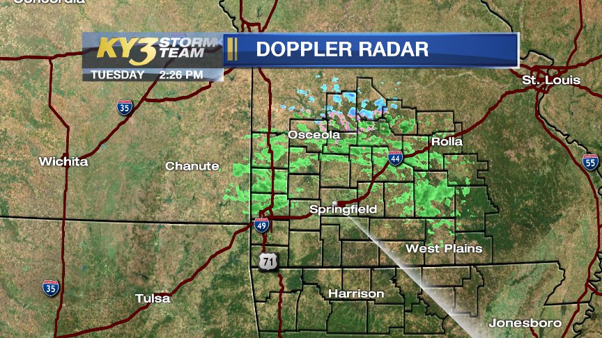 RonHearstKY3's tweet photo. Have you seen any #rain showers or #snow #flurries where you are? #MOwx #ARwx https://t.co/sDDLGg7XsW