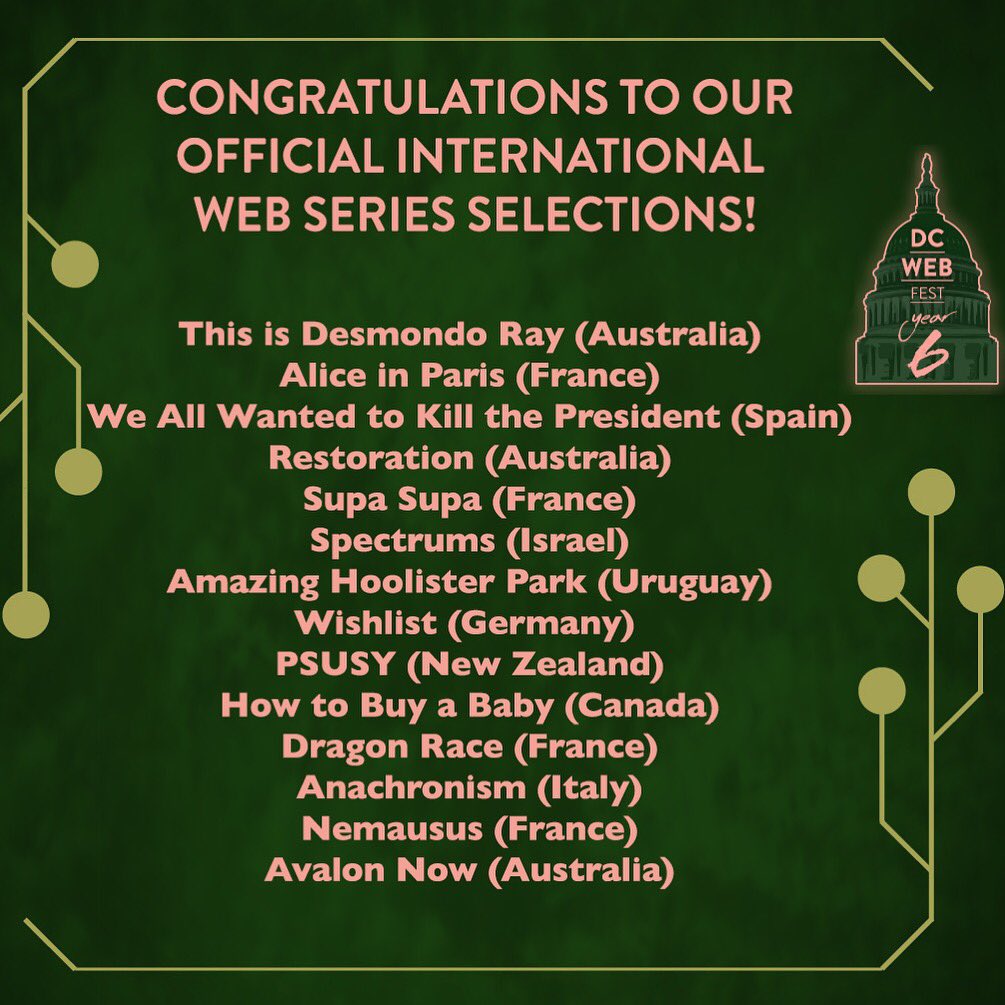 At DC Web Fest we are very proud of the incredible international community we’re part of.
We receive submissions from all over the world &amp; are excited to share some of the impressive filmmakers for this year's official selection for Best International Web Series!🌎 #dcwebfest