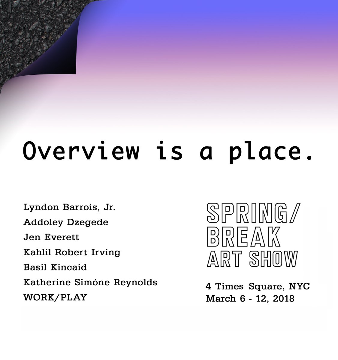 projectsplusg's tweet photo. Join us at @SPRINGBREAKshow this week. Collectors Preview is happening today until 5PM & the opening is 5 - 9 tonight, regular hours begin tomorrow, 11 - 6PM through March 12. We'll see you at Room #2311! #NYC #springbreakartshow #springbreakartshow2018 #strangercomestotown https://t.co/vmpHJjrAdY