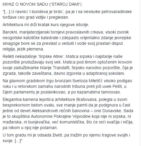 bookmark_ns's tweet photo. MIHIZ O NOVOM SADU!

Za više detalja o Mihizu, posetite našu Facebook stranicu - https://t.co/SDNTptiUmb

#NoviSad #Petrovaradin #Mihiz #Irig #Bookmarkovanje #Maricasrpska https://t.co/J4mvH8Dinc