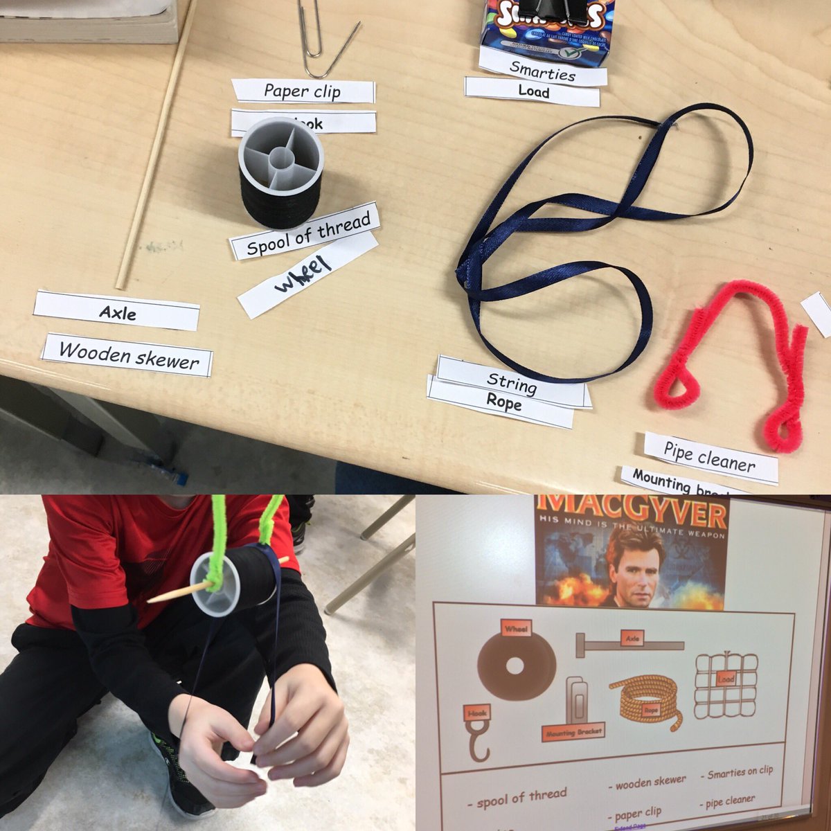 MmeDewell's tweet image. Ms. Hensen’s Grade 4s totally rocked their MacGyver Challenge today in Science. The challenge? Building a simple fixed pulley out of random dollar store objects 🤔💭❗️ #CharlesBowmanPS #Gr4Science #MacGyverChallenge #MindsOn #HandsOn #KPRisAwesome @CharlesBowmanPS @kprschools