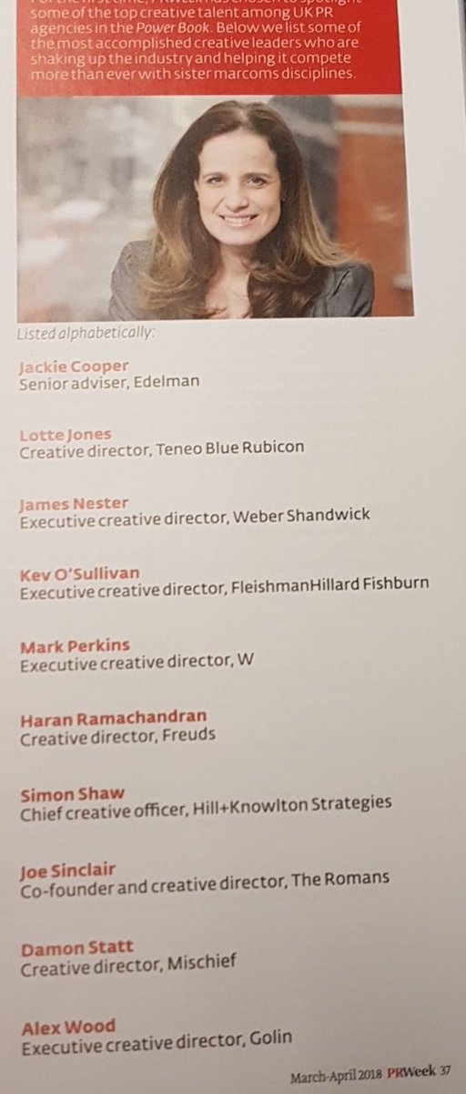 gavindevine1234's tweet photo. Surely never in doubt after the stellar performance of the past 2-3 years but lovely to see my friend and former colleague @thatmarkperkins named in the top ten PR creative directors...

@prweekuknews
#PRWeekPowerBook @MHPC #creativeguy https://t.co/3XkswwXopO