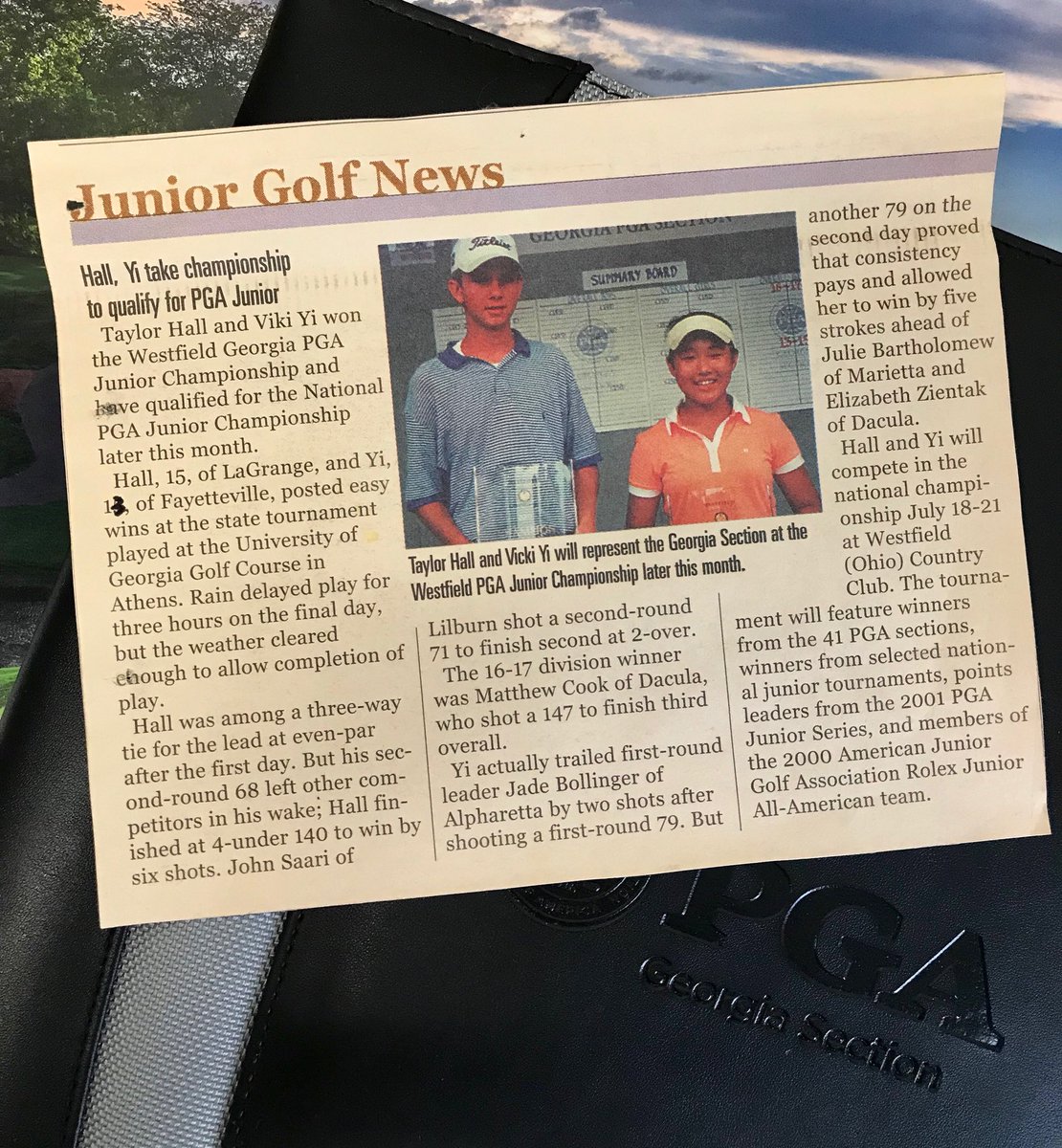 VickiYi's tweet photo. Wow, 16 years later... Can you believe I was reppin’ Georgia PGA back in the day? #NowIWorkHere #FoundThisWhileMoving #IGrewABit https://t.co/vLoNQpk1nz