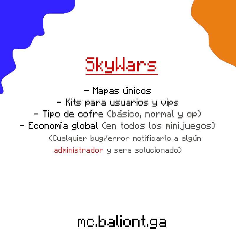 BaliontMC's tweet photo. El servidor ha abierto y con ello inauguramos nuestra modalidad SkyWars.
Se están desarrollando dos modalidades nuevas UHC y KnockPvP por nuestro DUEÑO @AxeelHeaven
IP: https://t.co/zxTKj34Cd7
TIENDA: https://t.co/xNX0Xm85Gj
* En la compra de un rango se otorgara un Evento de UHC https://t.co/TLQNh4pEqT
