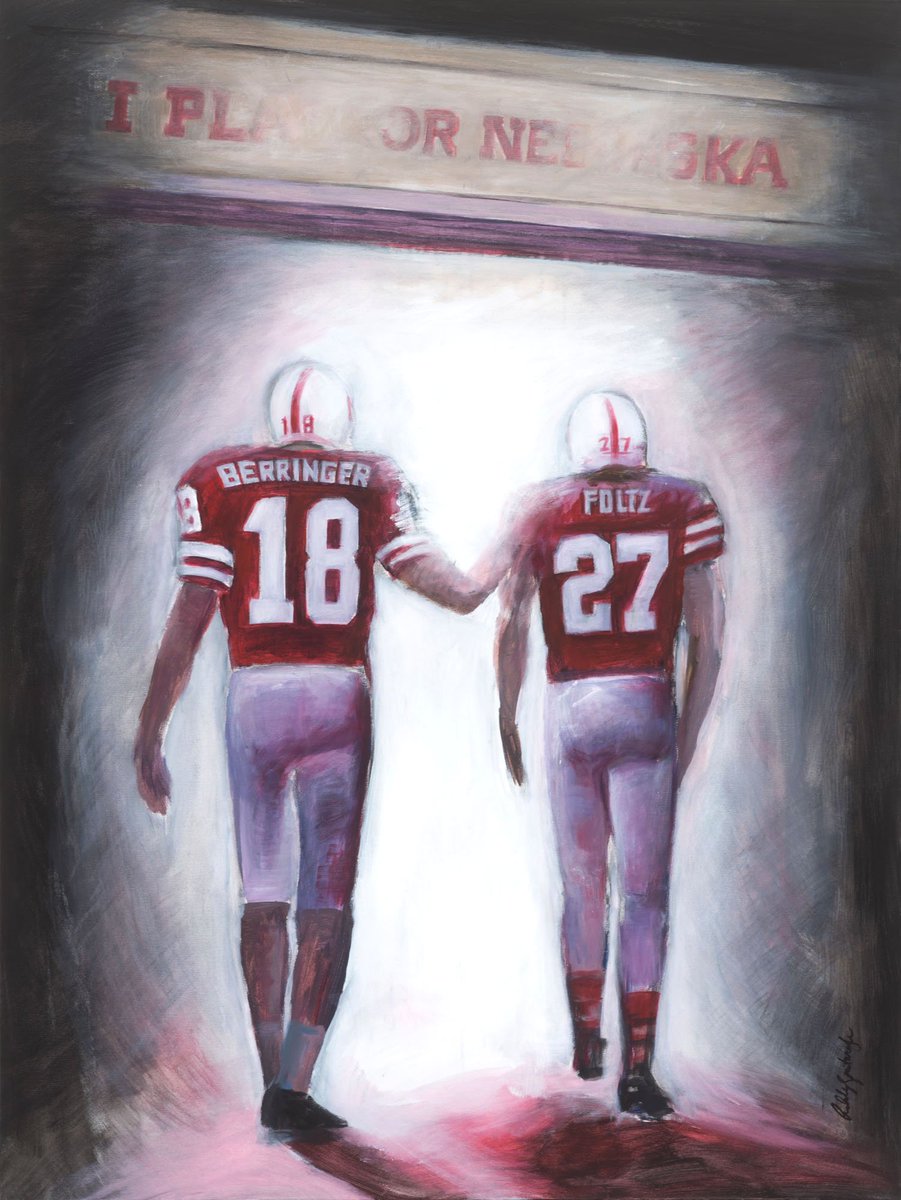 Aspitsnogle's tweet photo. 'Last Tunnel Walk' - Painted live at the Heartfelt Gala. Prints available for purchase #huskers #samfoltz #brookberringer #nebraska #nebraskafootball @HuskerFBNation @Huskers https://t.co/V8WEzuBdZ7