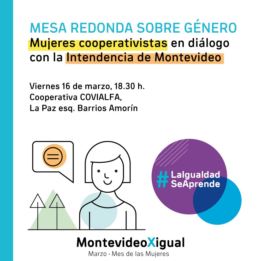 DanielArbulo's tweet photo. Agendate esta mesa Redonda #MontevideoXigual 
El Viernes 16 la @montevideoIM charla con las mujeres cooperativistas @IMigualitario @PataGonzaV  @Cudecoop2 https://t.co/gFnepJ8uu9