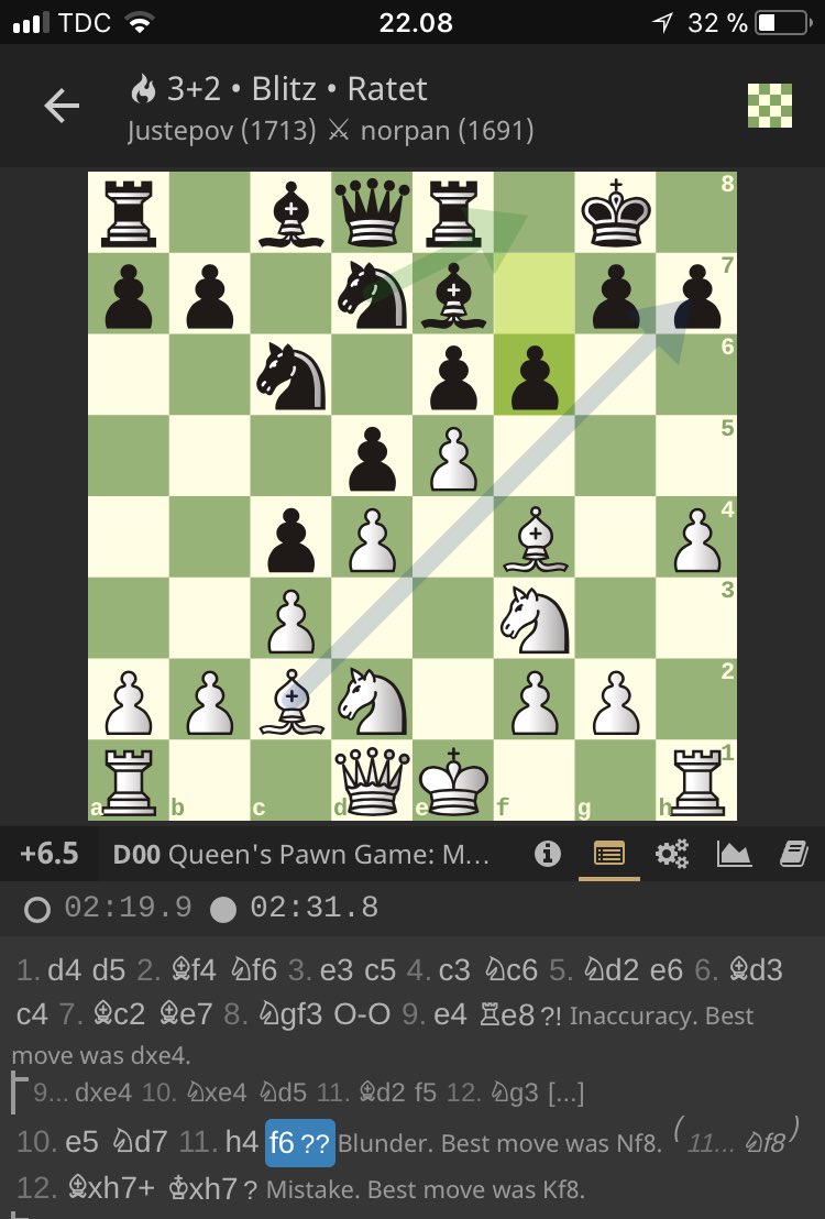 saychess1's tweet image. Remembered an idea from the Simon Williams DVD on the London 💪🏻 #chess #londonsystem