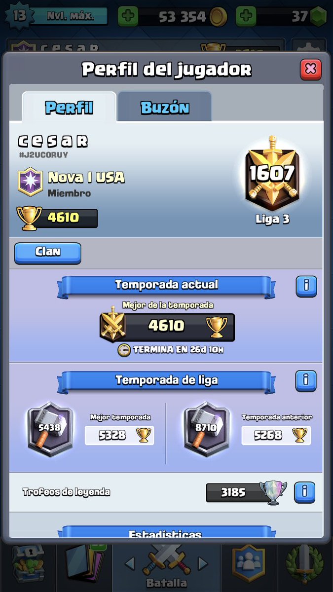 NVilla_02's tweet photo. Ya se que es principio de temporada pero con esta cuenta pusher nos colocamos 10 de peru  y 1600 del mundo! @ClashRoyaleES @alvaroovillaa11 https://t.co/lLfPCal1Gr