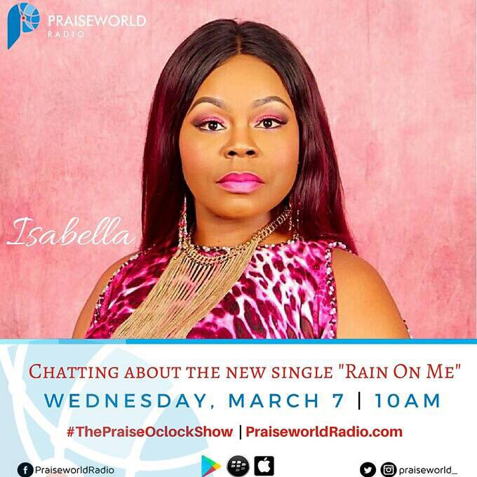 isabellamelodie's tweet photo. Join us on @praiseworld_ for #ThePraiseOclockShow tomorrow morning. UK time: 9:00am &amp; Nigeria: 10:00am. Talking about #RainOnMe Download the Praiseworld Radio mobile app from your appstore OR simply log on to https://t.co/w0Aa2Z96SL to tune in

#PraiseworldRadio #Isabellamelodies https://t.co/7yXFotB6Ul