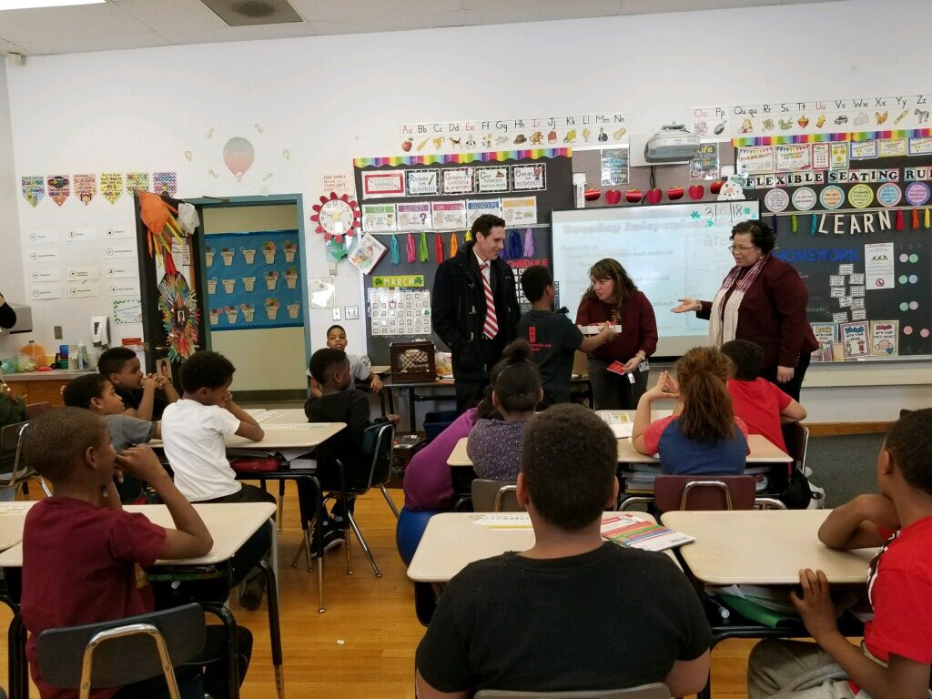 My students wrote a persuasive speech three weeks ago with the attempt of convincing @EvaDivaWilliams to donate more games to our class during recess. We were surprised today by Mr. Persampieri, Ms. Trahan and Ms. Simpson. Thank you for your generosity and love! <a href="/SyracuseSchools/">Syracuse City School</a>