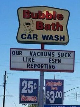 sciguyrosen's tweet image. Cheap vacuums that suck, like ESPN. New favorite billboard...😂😂 #ESPN #seanmiller