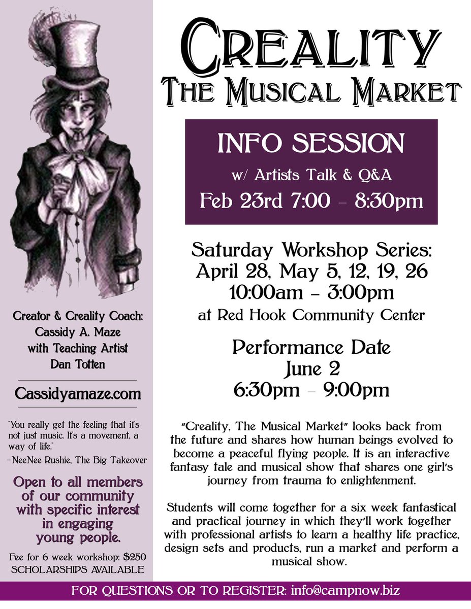 RedHookCC's tweet photo. Starting on April 28, we have Creality the Musical Market!!! This is going to be an amazing event!!! https://t.co/PgM9ljmXrH
