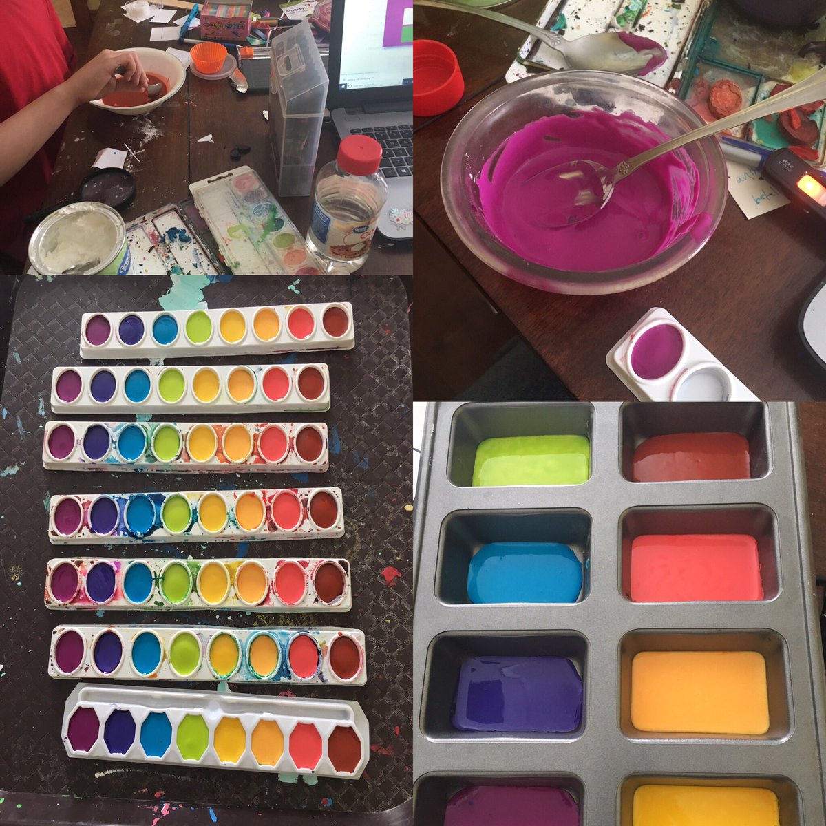 ideas4sale's tweet photo. Made new watercolor paints from our old watercolor palettes that were running low. #art #frugal #watercolor #magicpinestudio #somuchpaint https://t.co/iGrPTAKTmb