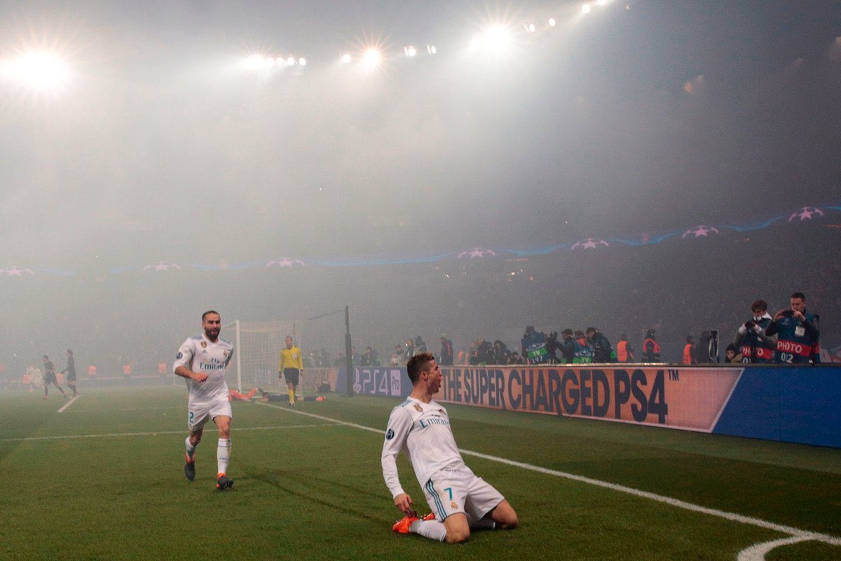 MadridistaFacts's tweet photo. 12 goals in 8 UCL games this season. Friendly reminder that this is still Cristiano's world and we're all just living in it https://t.co/FSk0PXQ7xT
